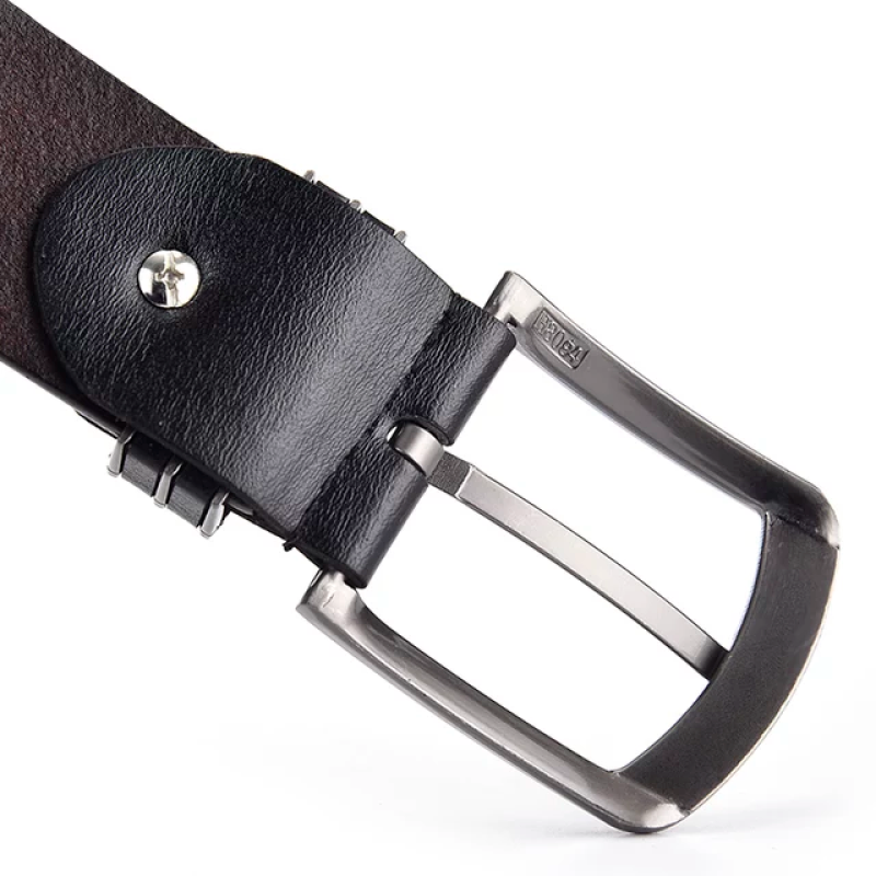 Vintage Men's Cowhide Leather Belts With Stainless Steel Buckle