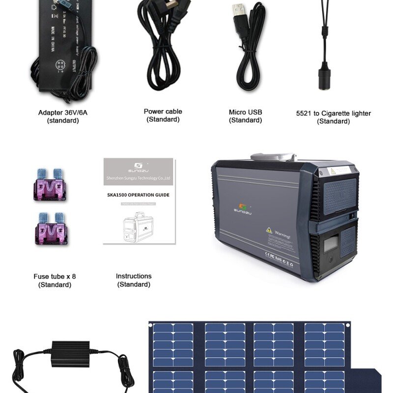 Sungzu 1500W Portable Lithium-ion Backup Battery AC and DC Output New Free Shipping Wholesale Prices